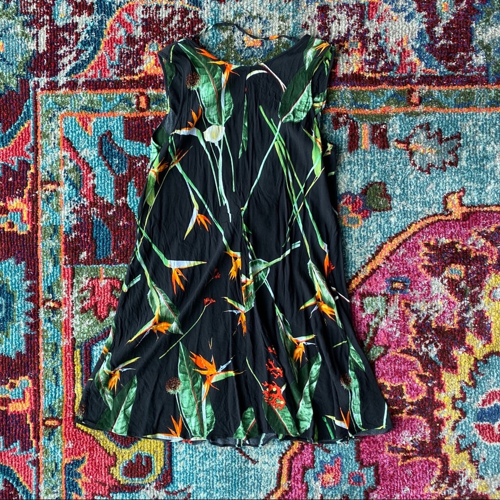 & Other Stories Black Dress w Tropical Print